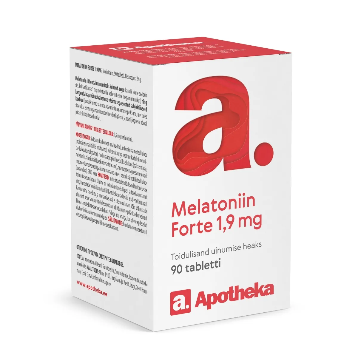 A. MELATONIIN FORTE TABLETID 1,9MG TBL N90 - Изображение товара