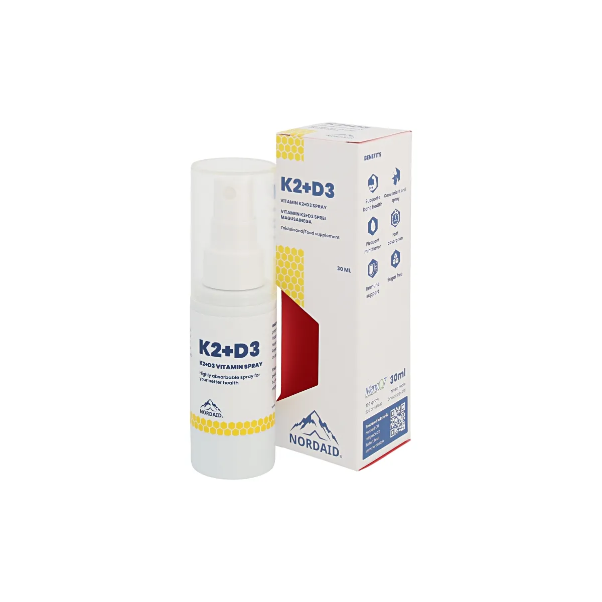 NORDAID K2+D3 VITAMIIN SUUKAUDNE SPREI 4000IU+100MCG 30ML - Изображение товара