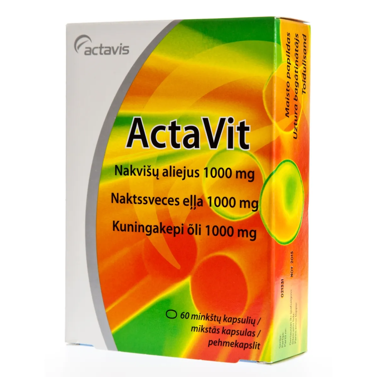 ACTAVIT KUNINGAKEPI ÕLI KAPSLID 1000MG N60 - Изображение товара