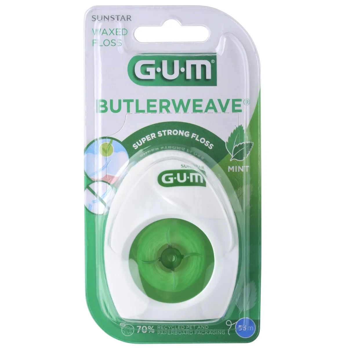 GUM ЗУБНАЯ НИТЬ ВОЩЕНАЯ, C МЯТОЙ  55M /1855/ - Изображение товара
