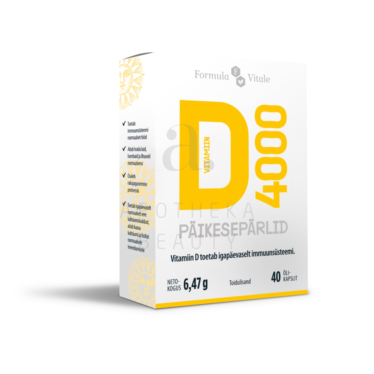 FORMULA VITALE D-VIT PÄIKESEPÄRLID 4000IU N40 - Изображение товара