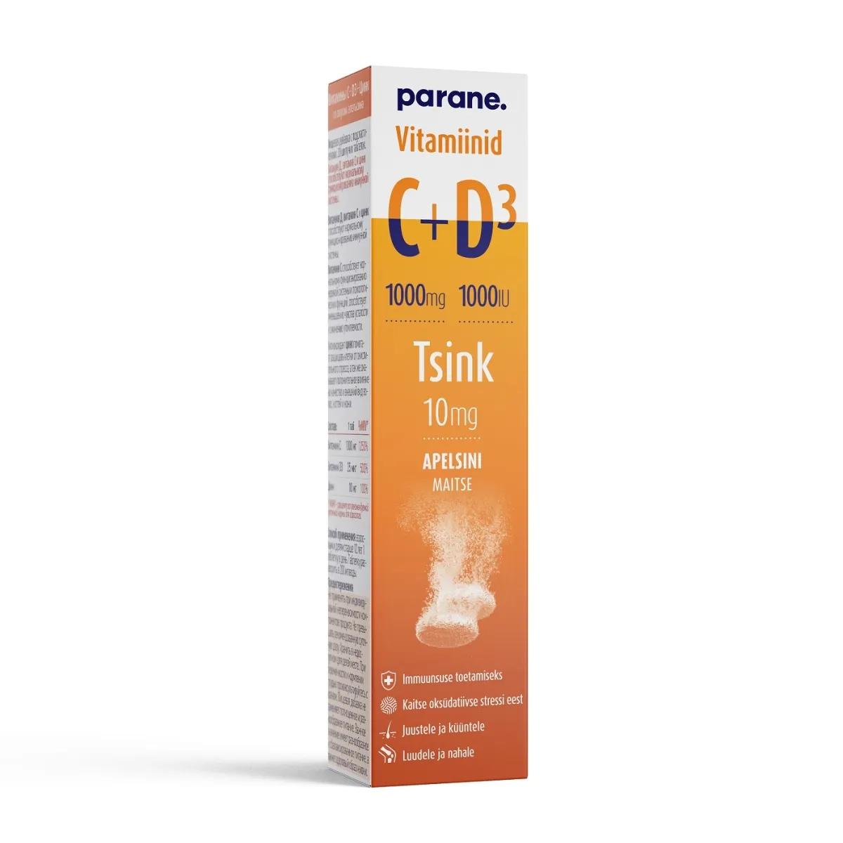 PARANE VITAMIINID C 1000MG+D3 1000IU+TSINK 10MG N20 - Изображение товара
