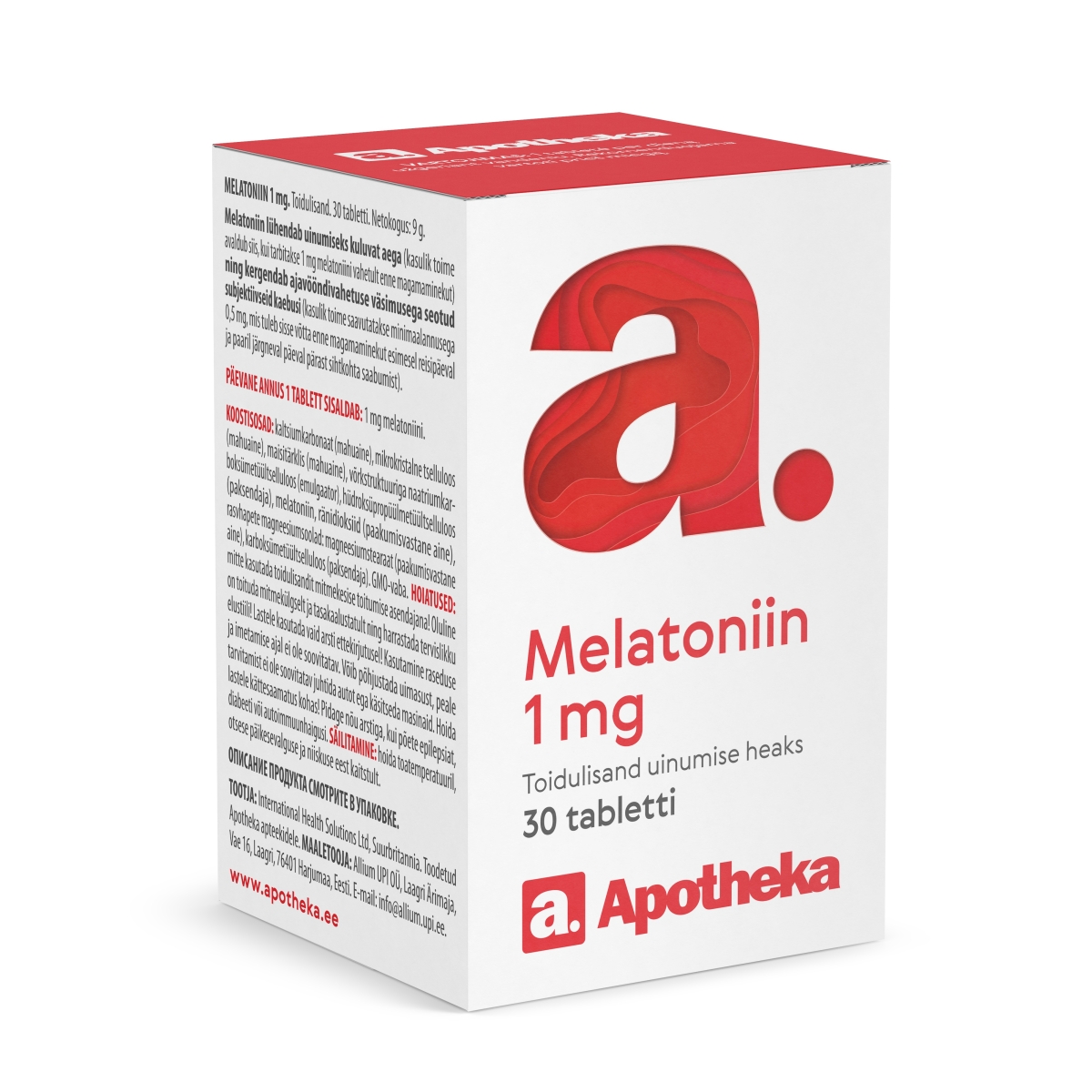 A. MELATONIIN TABLETID 1MG TBL  N30 - Изображение товара