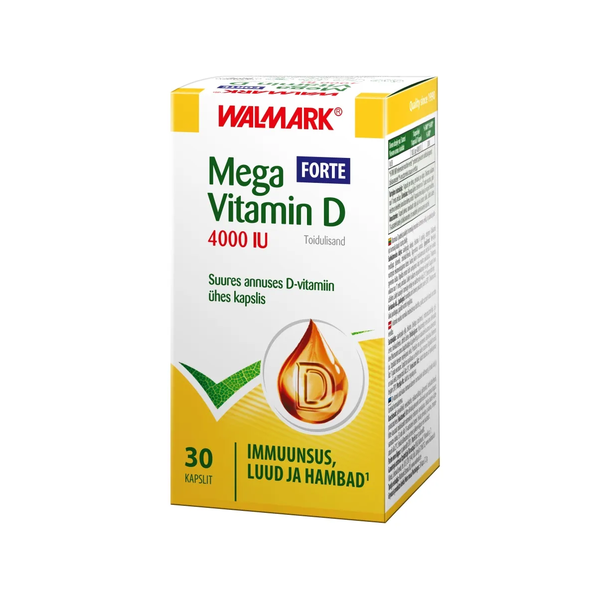WALMARK MEGA VITAMIIN D 4000IU KAPSLID FORTE N30 - Изображение товара