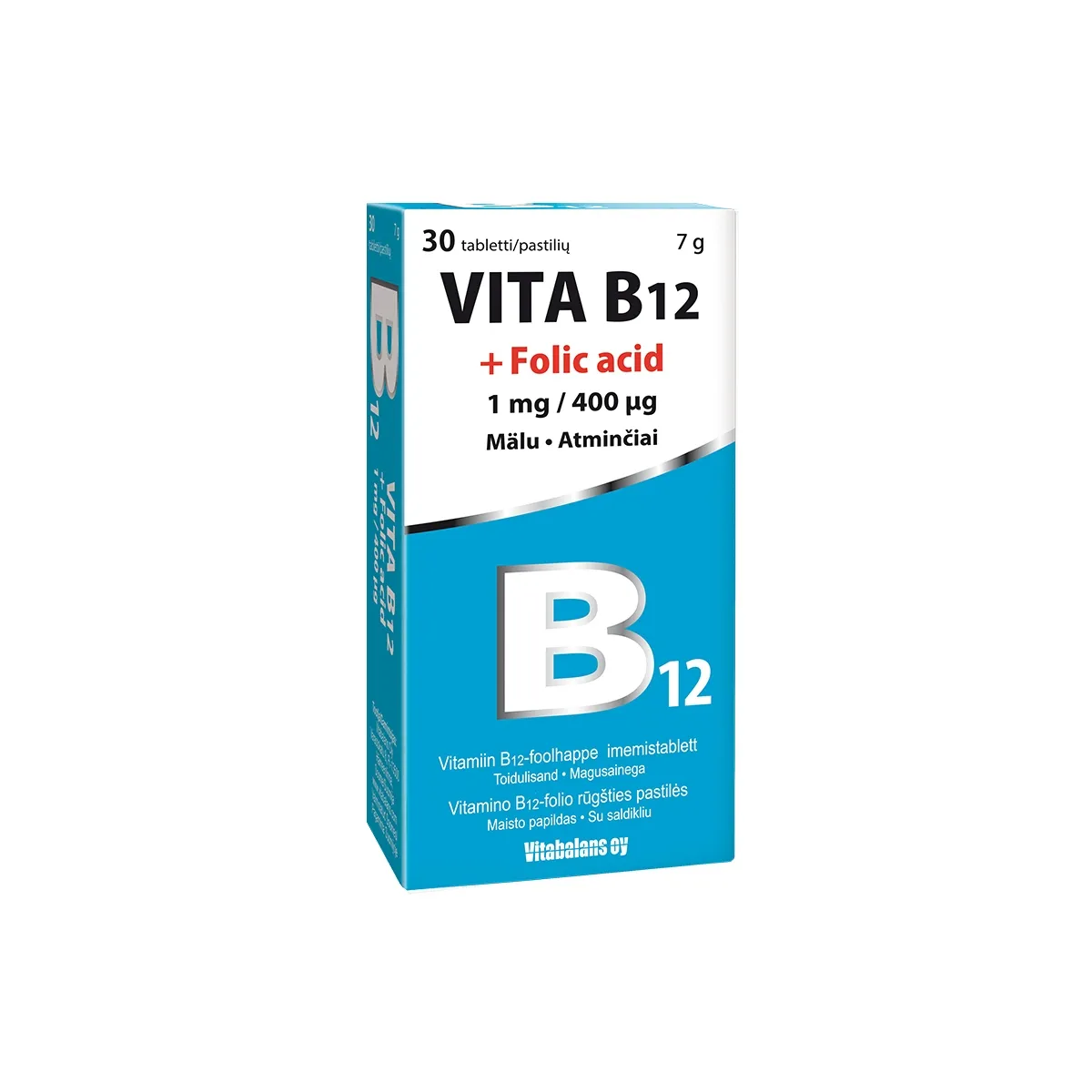 VITA B12 + FOOLHAPE TBL 1MG/400MCG N30 - Изображение товара