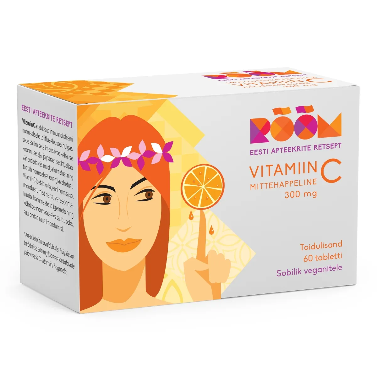 RÕÕM VITAMIIN C MITTEHAPPELINE TBL 300MG N60 - Изображение товара