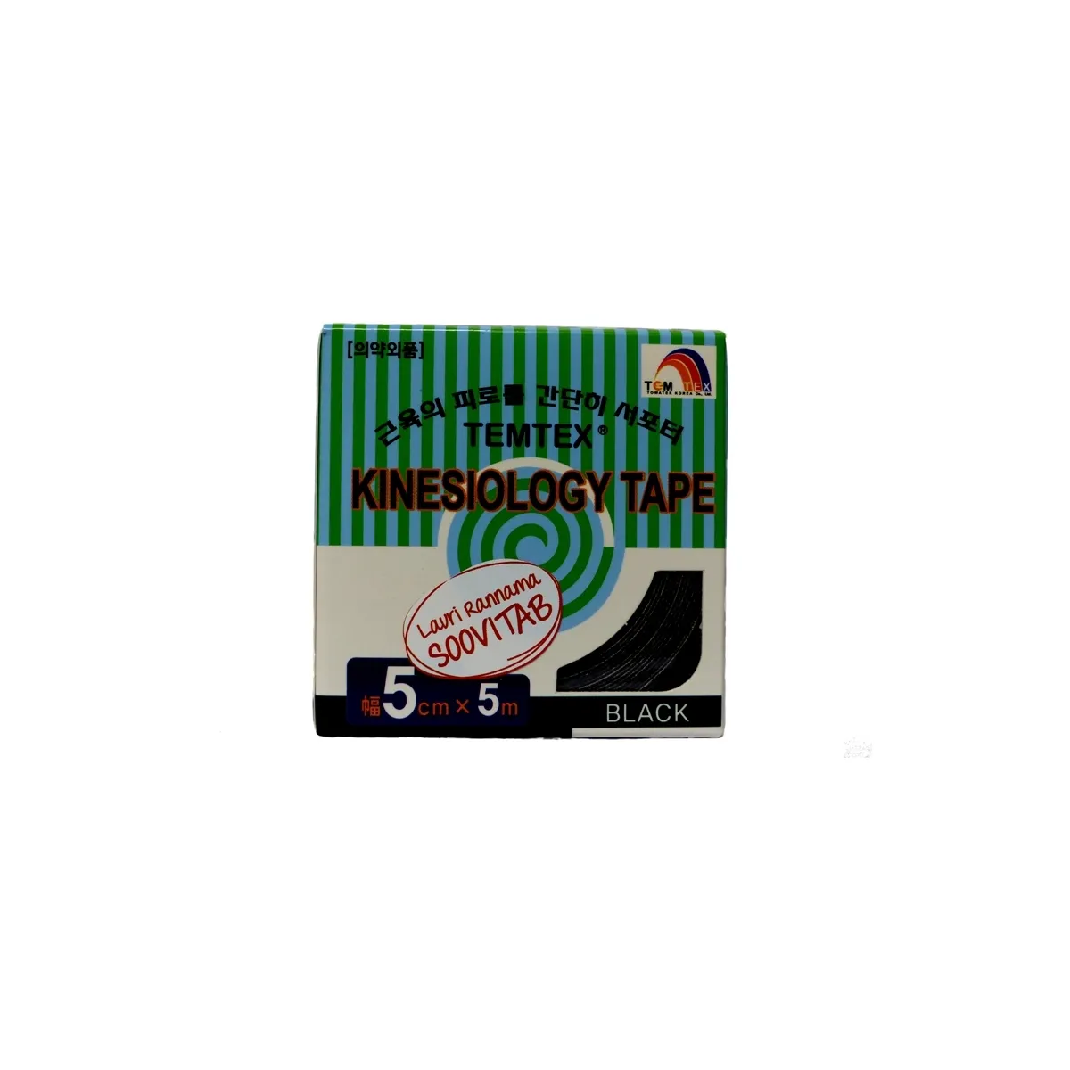 TEMTEX KINESIOLOOGILINE TEIP 5CMX5M MUST N1 - Изображение товара