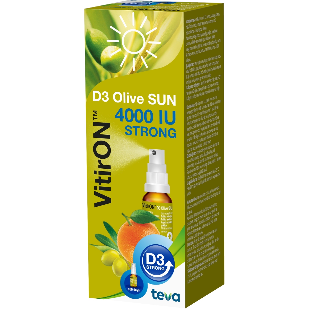 VITIRON D3 OLIVE SUN SPREI 4000IU 10ML - Изображение товара