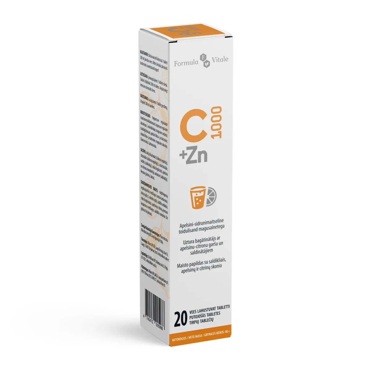 FORMULA VITALE C-VIT 1000MG + ZN 25MG LAH TBL N20 - Изображение товара