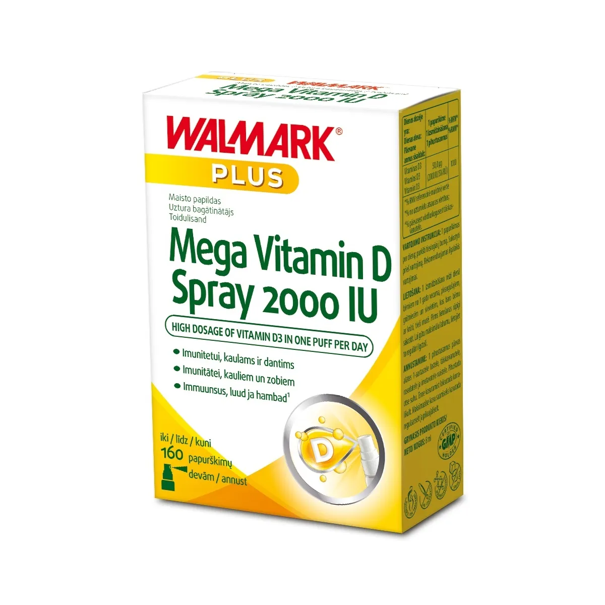 WALMARK MEGA VITAMIIN D SPRAY 2000IU 8ML - Изображение товара