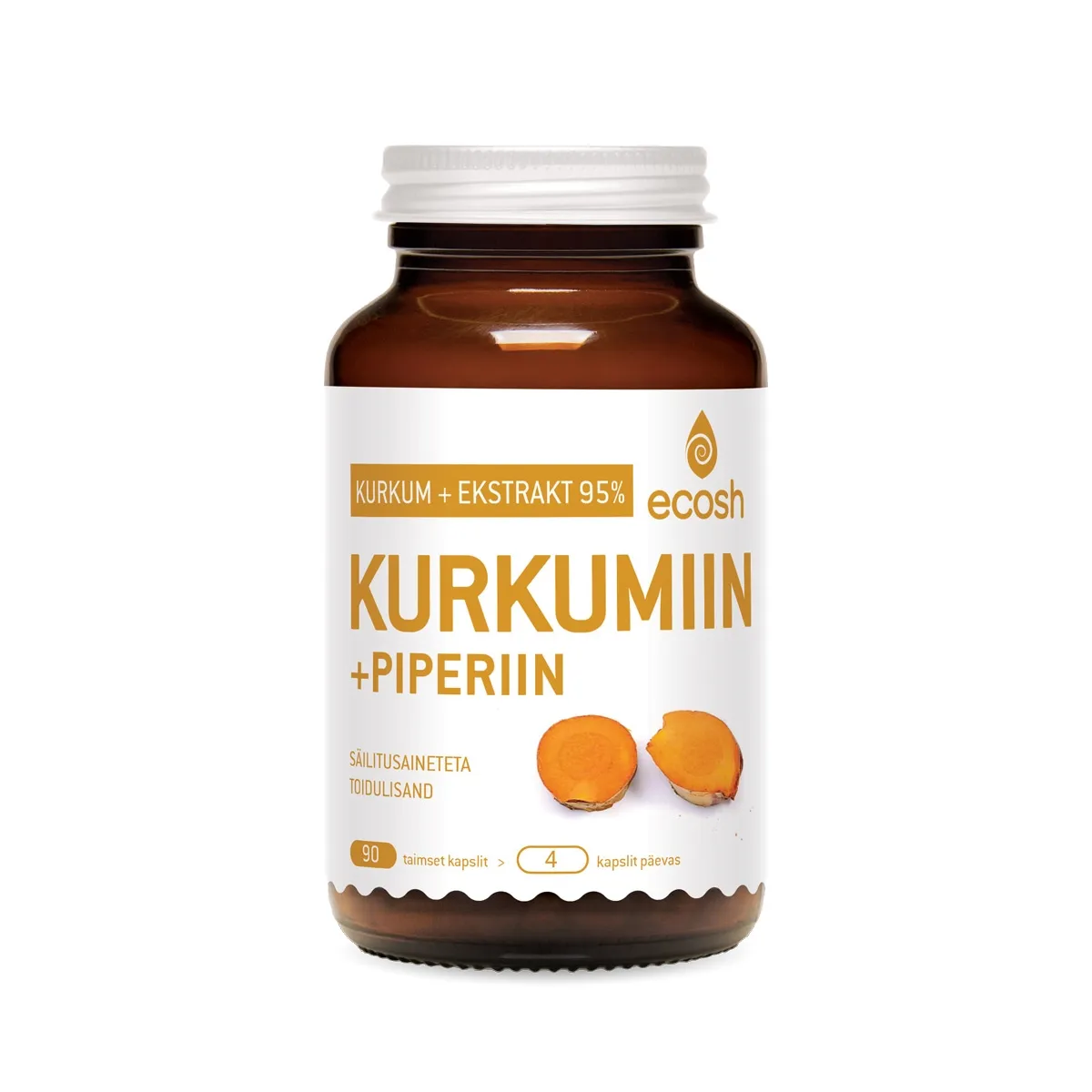 ECOSH KURKUM KURKUMIIN JA PIPERIIN KAPSLID N90 - Изображение товара