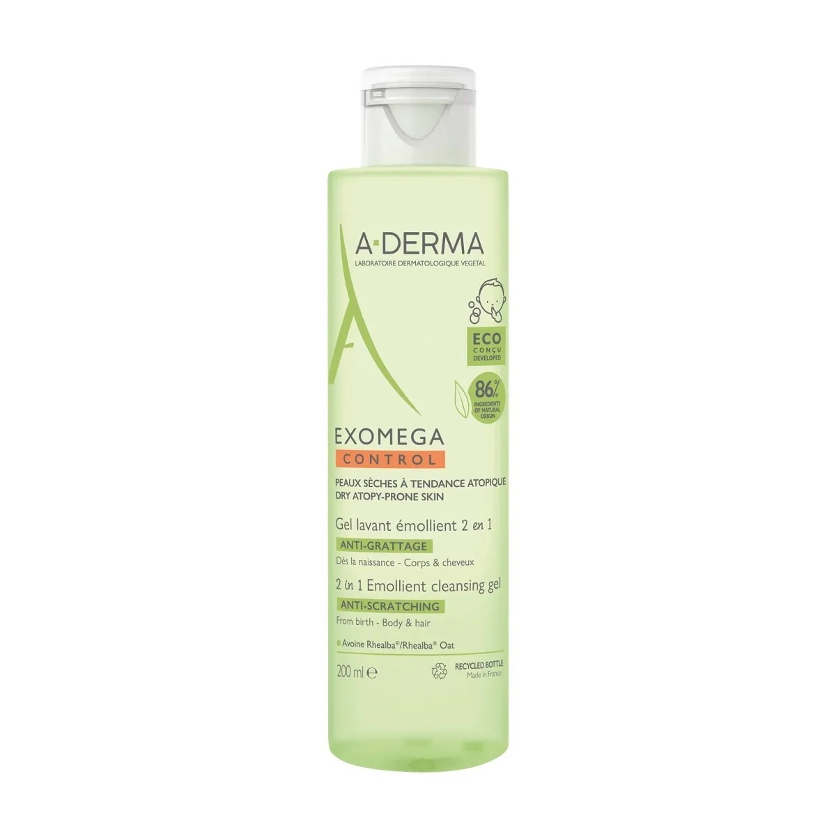 A-DERMA EXOMEGA CONTROL PESEMISGEEL KEHALE JA JUUSTELE 200ML - Изображение товара 1
