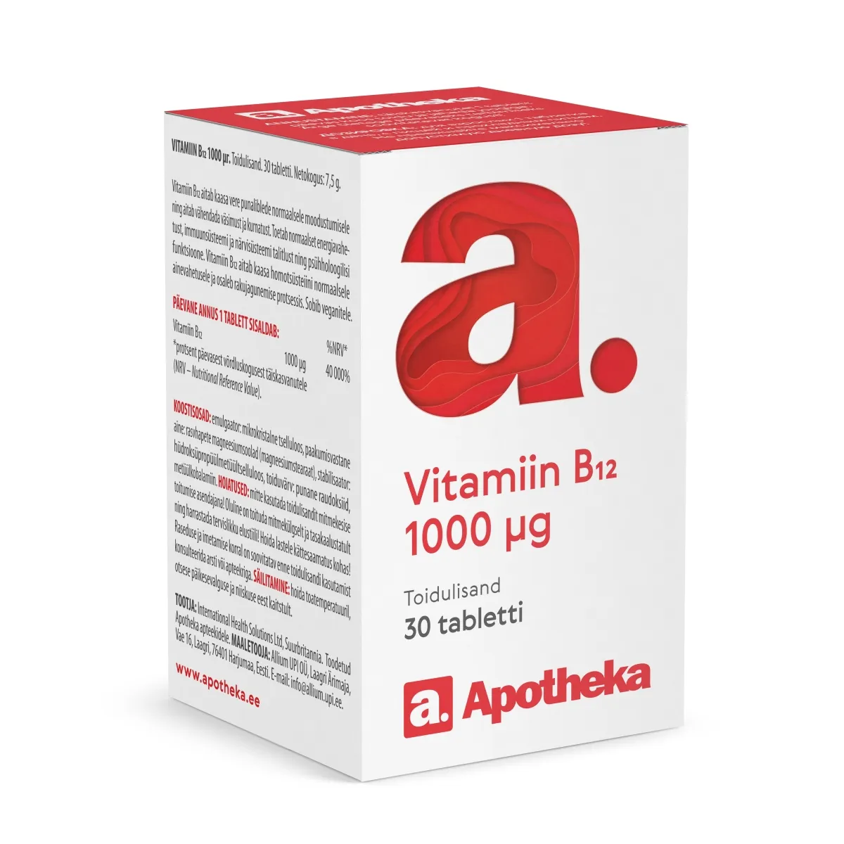 A. VITAMIIN B12 TBL 1000 MCG N30 - Изображение товара