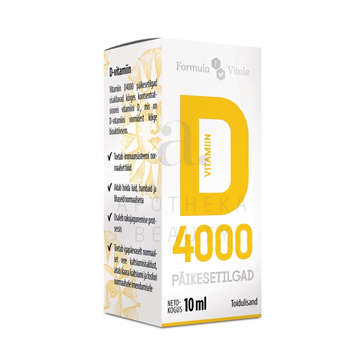FORMULA VITALE D-VIT PÄIKESETILGAD 4000IU 10ML - Изображение товара