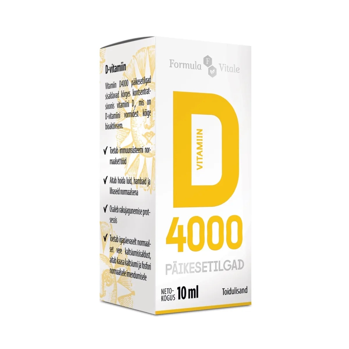 FORMULA VITALE D-VIT PÄIKESETILGAD 4000IU 10ML - Изображение товара