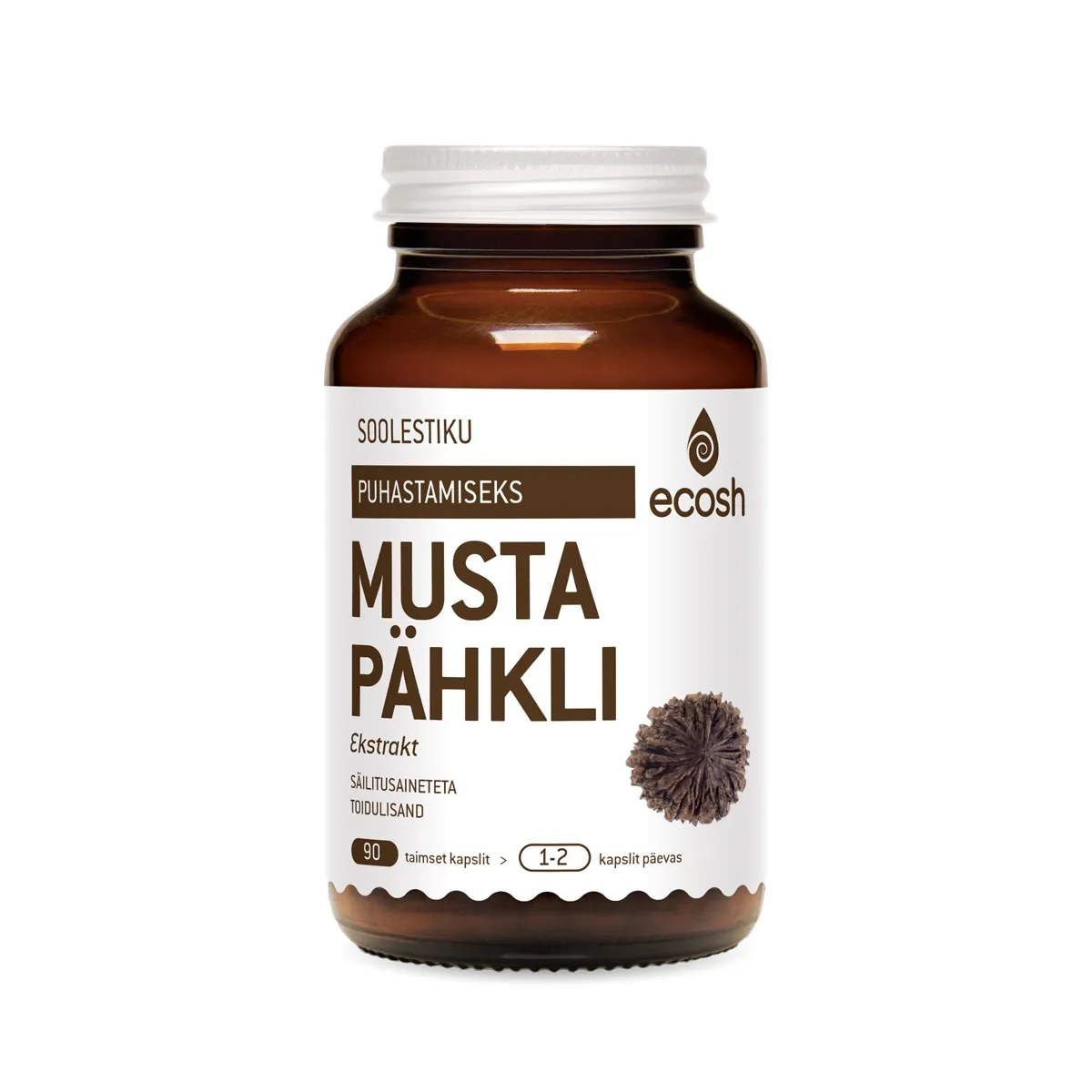 ECOSH MUSTA PÄHKLI EKSTRAKT KAPSLID N90 - Изображение товара