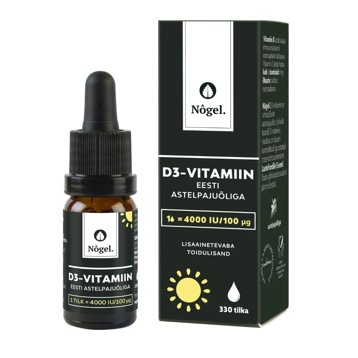 NÕGEL D3-VITAMIIN EESTI ASTELPAJUÕLIGA 4000IU/TILGAS 10ML - Изображение товара