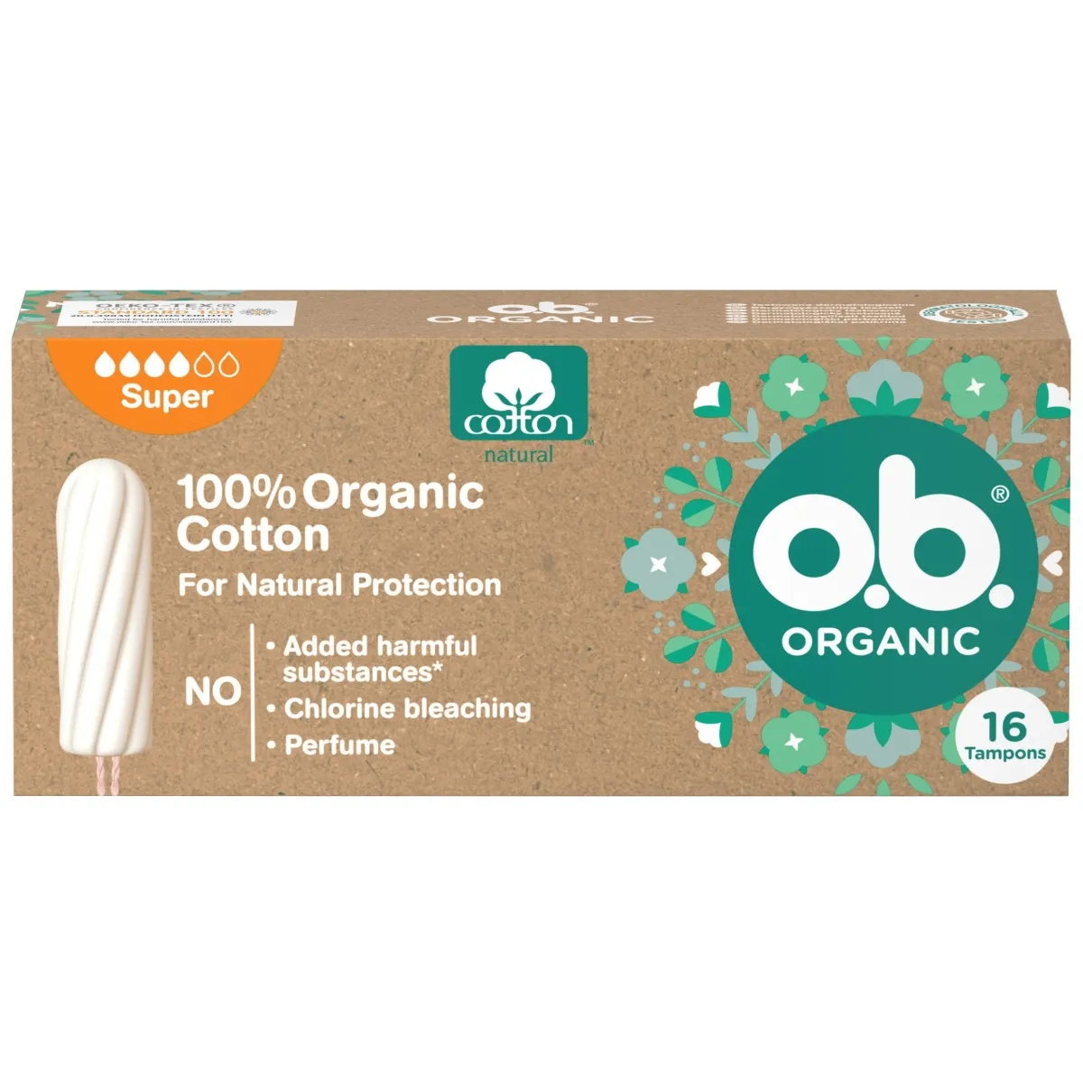 O.B. HÜG TAMPOONID ORGANIC SUPER N16 - Изображение товара