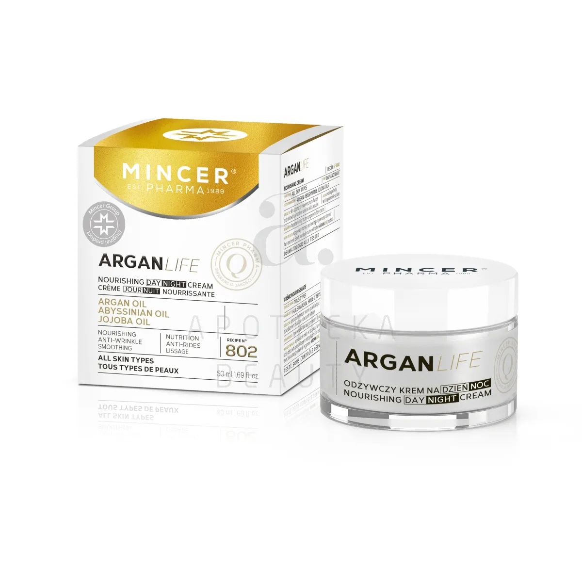 MINCER PHARMA ARGAN LIFE PÄEVA- JA ÖÖKREEM NIISUTAV 50ML - Изображение товара 1