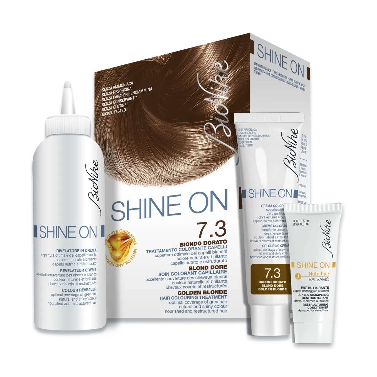 BIONIKE SHINE ON КРАСКА ДЛЯ ВОЛОС 7.3 (ЗОЛОТИСТЫЙ БЛОНД) - Изображение товара