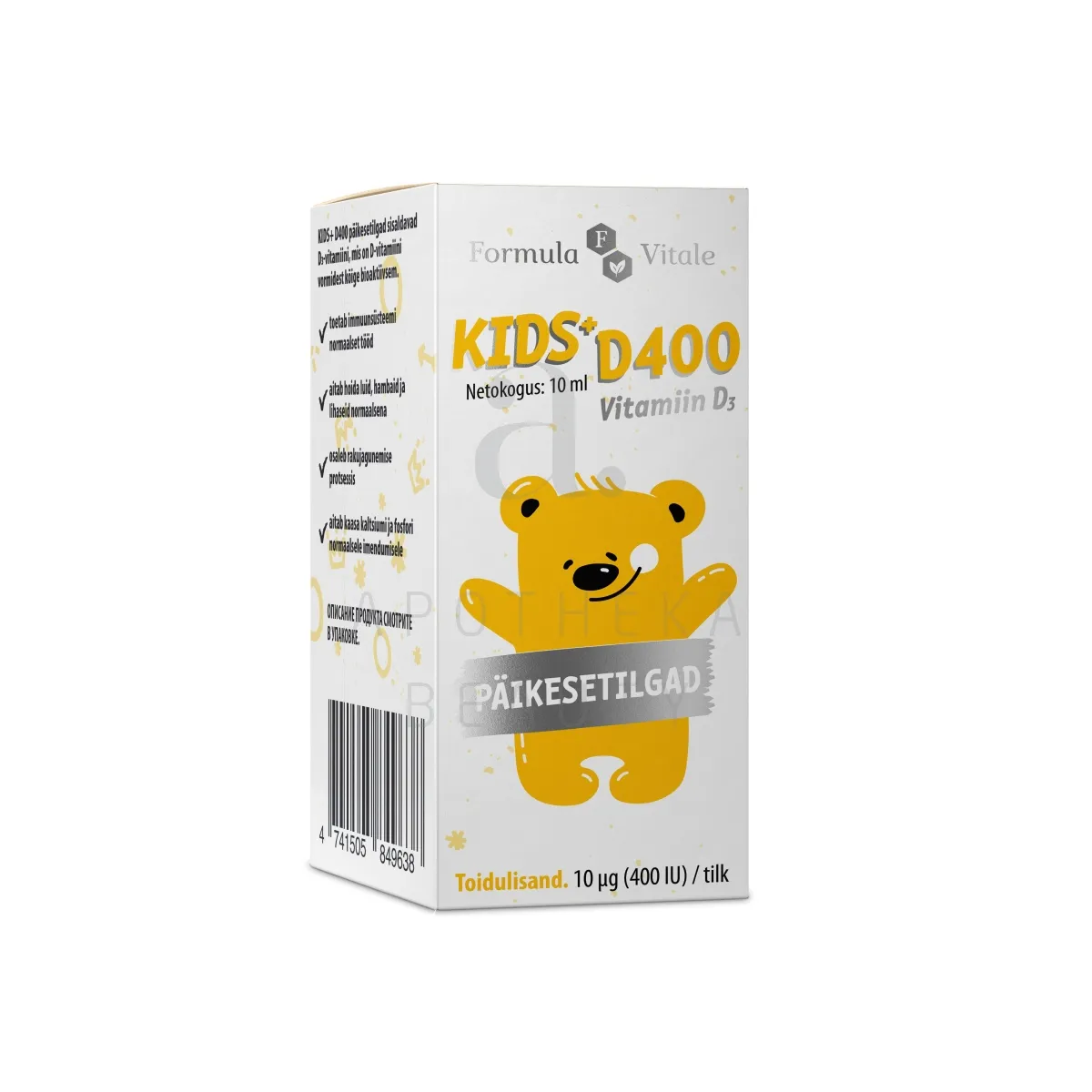 FORMULA VITALE KIDS+ D 400IU PÄIKESETILGAD 10ML - Изображение товара