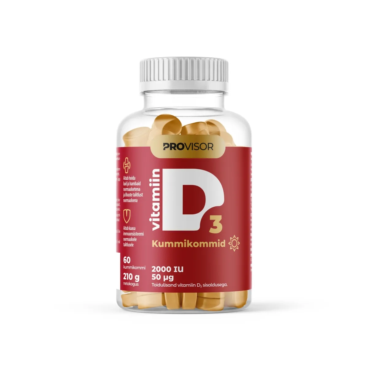 PROVISOR VITAMIIN D3 KUMMIKOMMID 2000IU N60 - Изображение товара
