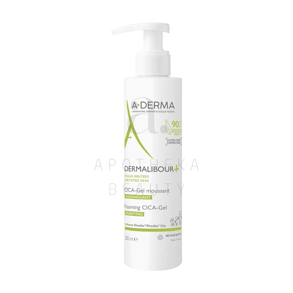 A-DERMA DERMALIBOUR+ CICA-GEEL PUHASTAV JA VAHUTAV 200ML - Изображение товара
