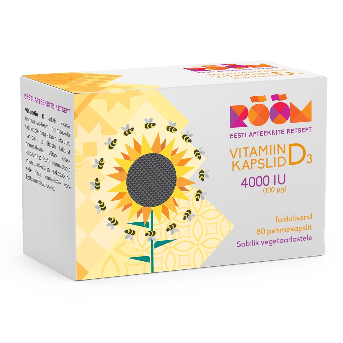 RÕÕM VITAMIIN D3 4000 IU (100 MCG) KAPSLID N80 - Изображение товара
