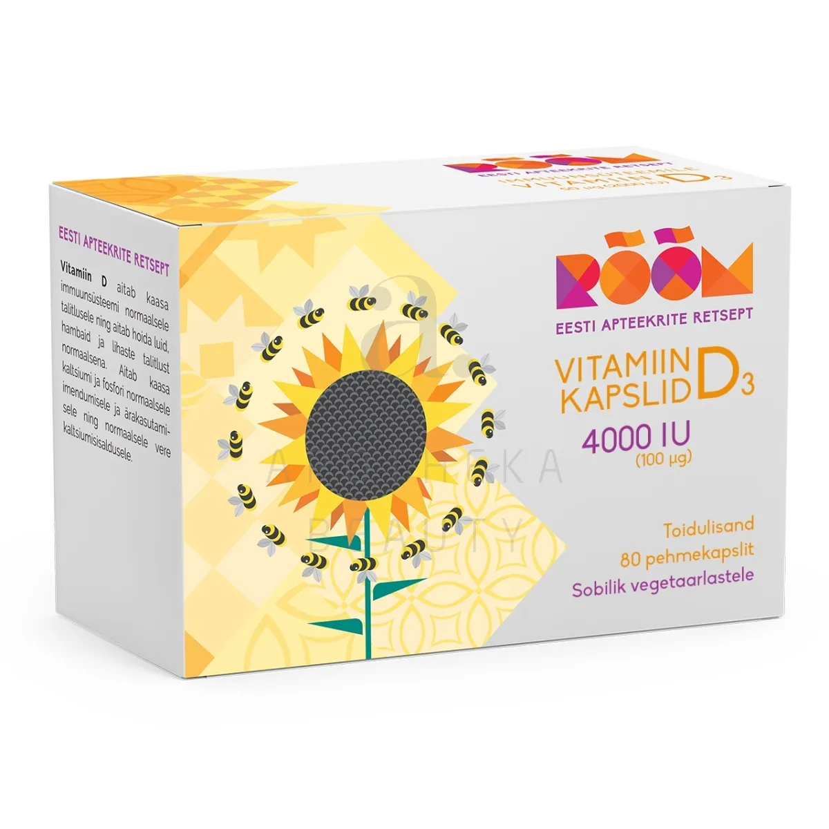 RÕÕM VITAMIIN D3 4000 IU (100 MCG) KAPSLID N80 - Изображение товара