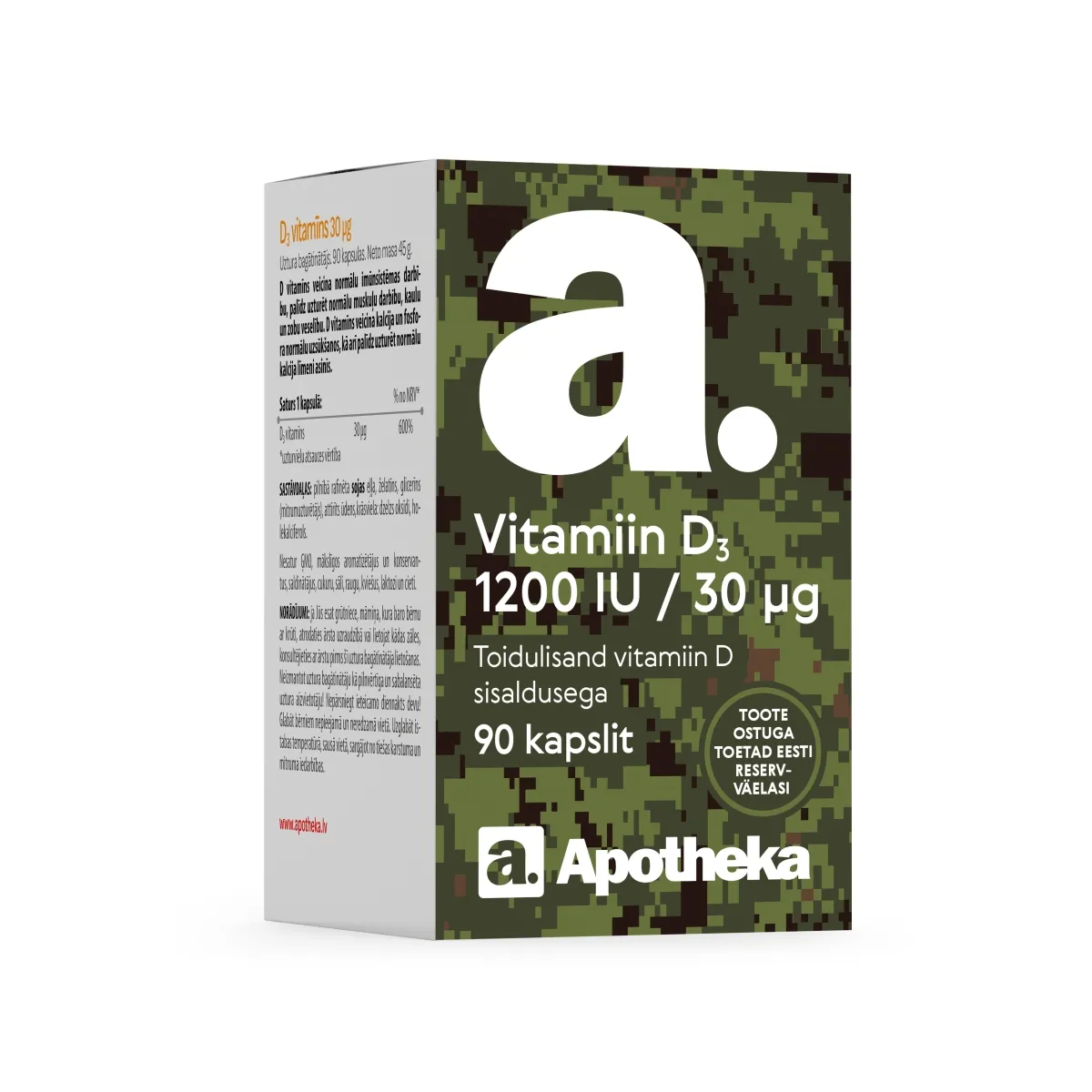 A. VITAMIIN D3 KAPSLID 30MCG N90 - Изображение товара