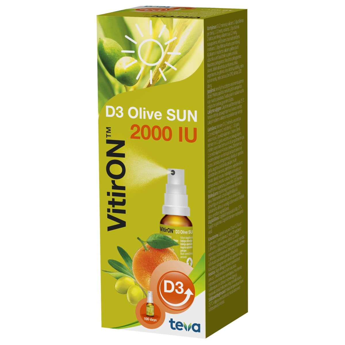 VITIRON D3 OLIVE SUN SPREI 2000IU 10ML - Изображение товара