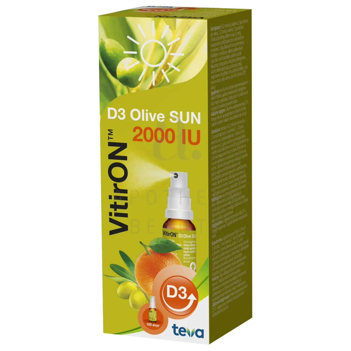 VITIRON D3 OLIVE SUN SPREI 2000IU 10ML - Изображение товара