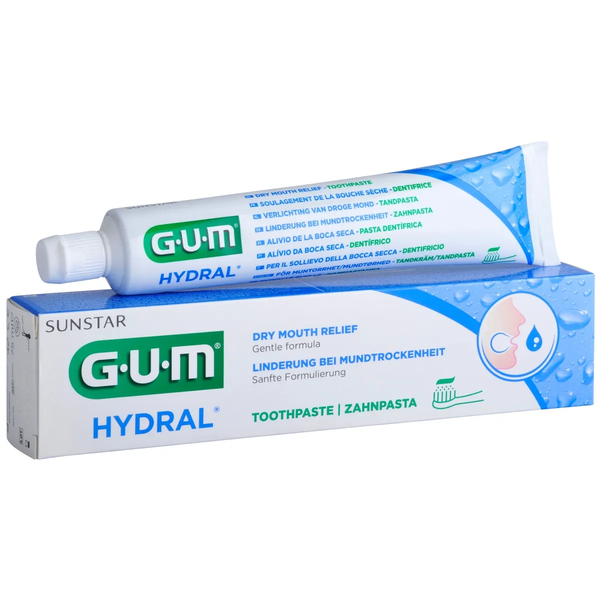 GUM HYDRAL ЗУБНАЯ ПАСТА ПРИ ПРОБЛЕМЕ СУХОСТИ ВО РТУ 75МЛ /6020/ - Изображение товара
