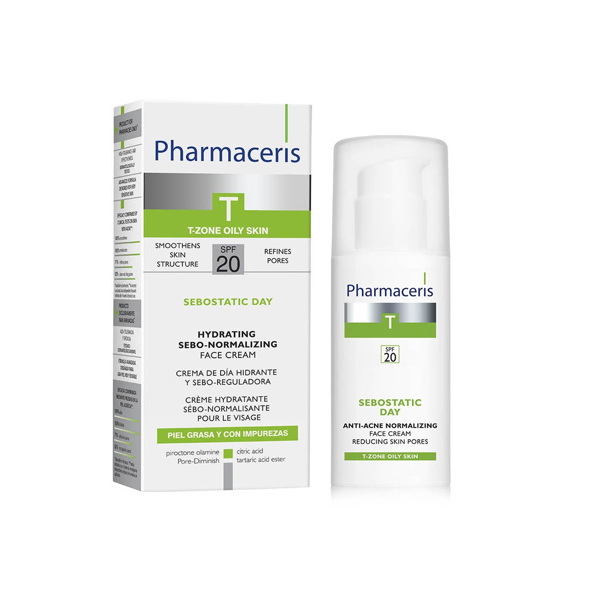 PHARMACERIS T SEBOSTATIC DAY PÄEVAKREEM AKNEVAST. SPF20 50ML - Изображение товара