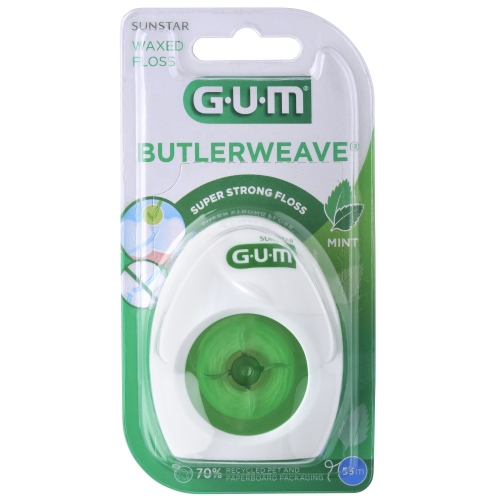 GUM ЗУБНАЯ НИТЬ ВОЩЕНАЯ, C МЯТОЙ  55M /1855/