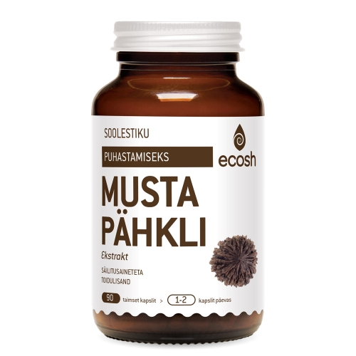 ECOSH MUSTA PÄHKLI EKSTRAKT KAPSLID N90