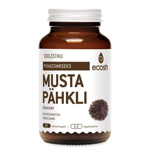 ECOSH MUSTA PÄHKLI EKSTRAKT KAPSLID N90