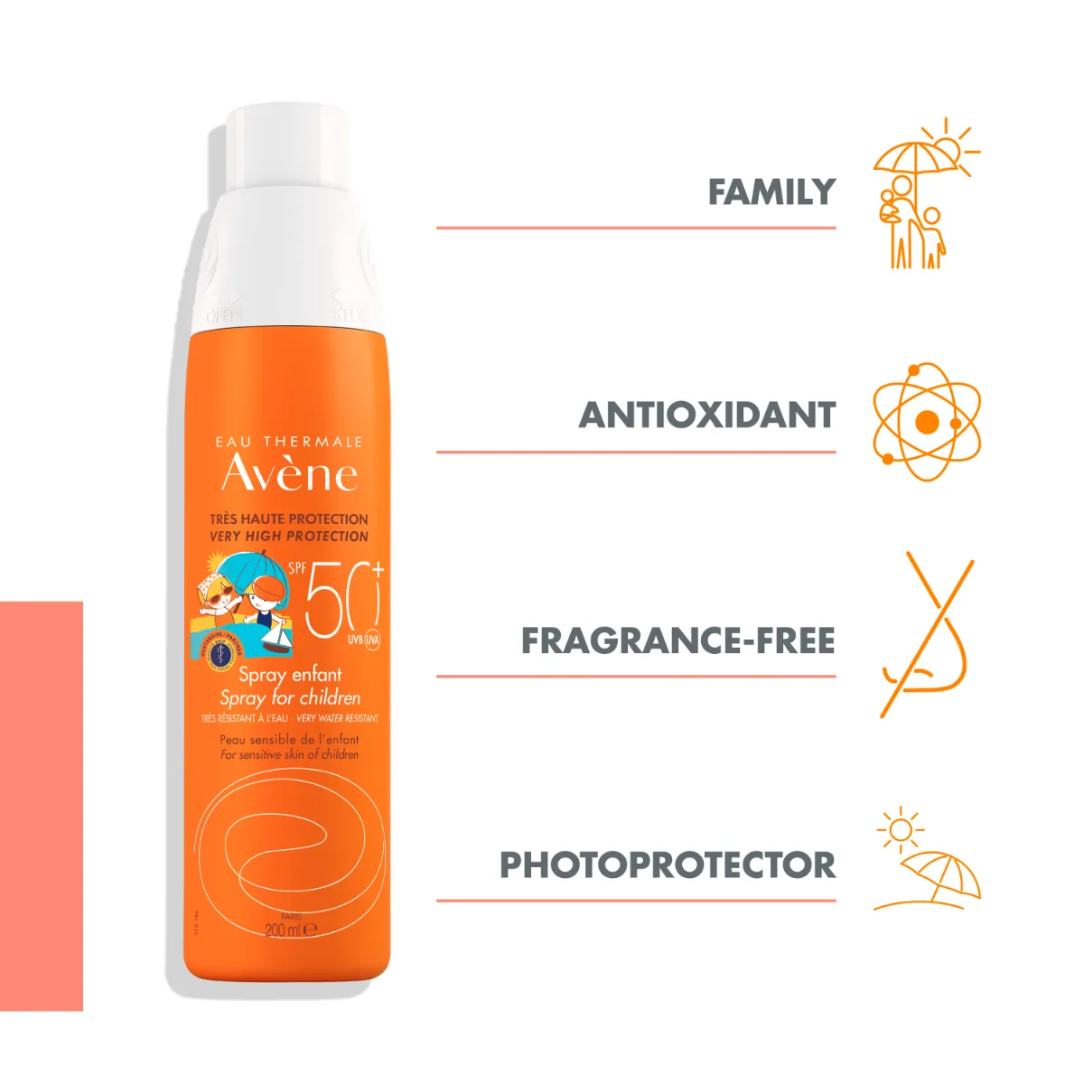 AVENE SUN CARE SPF 50+ SPRAY FOR CHILDREN 200ML - Изображение товара 2