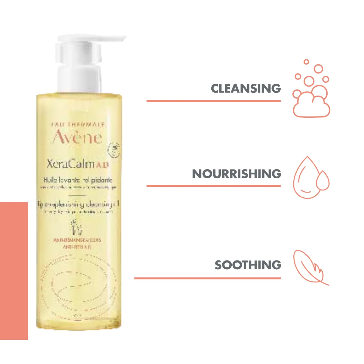 AVENE XERACALM AD LIPID-REPLENISHING CLEANSING OIL 400ML - Изображение товара 3