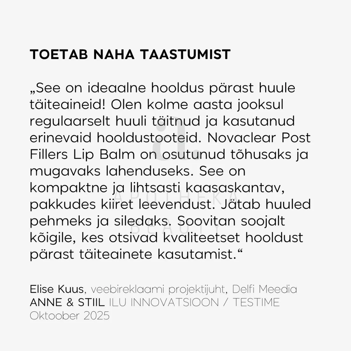 NOVACLEAR REPAIR HUULEPALSAM TÄITESÜSTIDE JÄRGNE 4,9G - Изображение товара 2